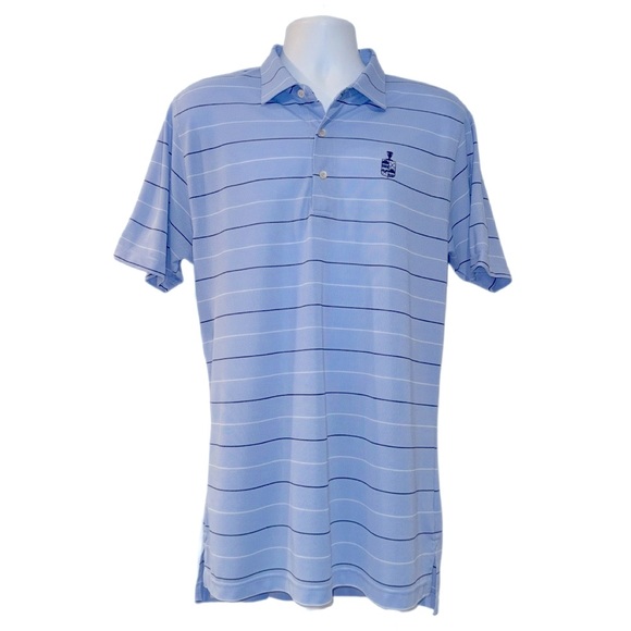 Peter Millar Other - Peter Millar Summer Comfort Polo Shirt Blue Stripe Logo Men’s Size Large